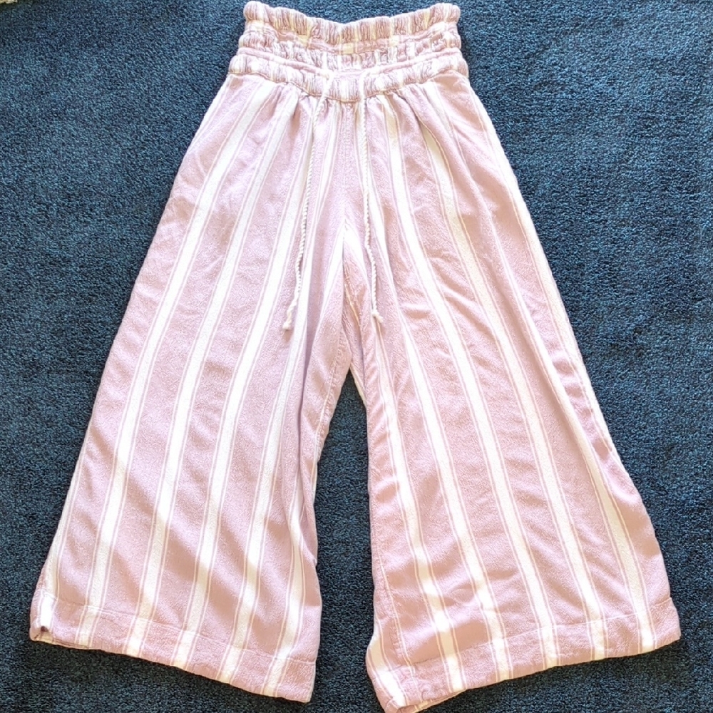Free People Intimately Pink And White Striped Pants- Size XS